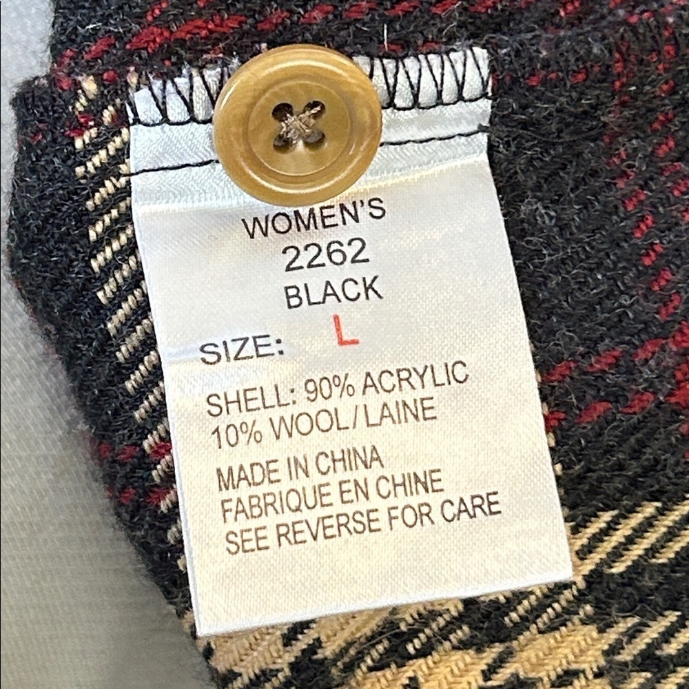 WOOLRICH VINTAGE WOMENS FLANNEL ZIP UP BROWN RED PLAID  JACKER OVER -SHIRT SZ L - Picture 8 of 13